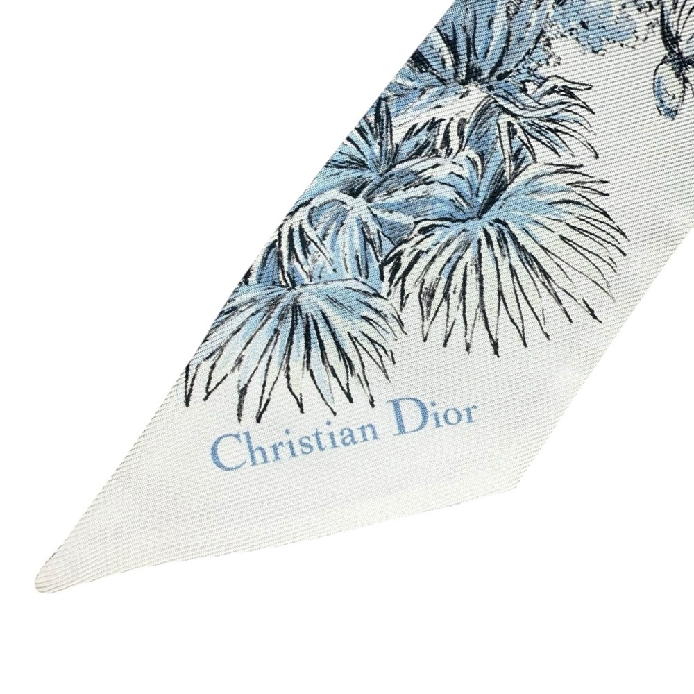 Christian Dior Elegant Blue/White Silk Mitzah Scarf New Luxury Floral - Picture 7 of 14